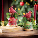Snowbirds Table Décor Resin Cardinal on Bell, 7"H, Asst of 2