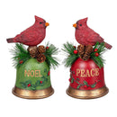 Snowbirds Table Décor Resin Cardinal on Bell, 7"H, Asst of 2