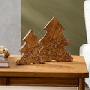 VivaStyle Table Decor, Wood Decor, Carved Floral Tree, Set of 2