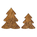 VivaStyle Table Decor, Wood Decor, Carved Floral Tree, Set of 2