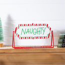 Baking Spirits Bright Table Décor Naughty or Nice Reversible Wood and Metal Table Sign, 11.5"L