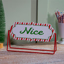 Baking Spirits Bright Table Décor Naughty or Nice Reversible Wood and Metal Table Sign, 11.5"L
