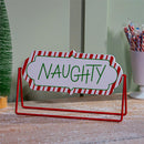 Baking Spirits Bright Table Décor Naughty or Nice Reversible Wood and Metal Table Sign, 11.5"L