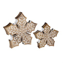 VivaStyle Table Decor, Wood Decor, Carved Snowflake, Set of 2