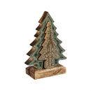 Shades of Emerald Table Décor Nested Tree with Beading Wood, 8"H