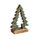 Shades of Emerald Table Décor Nested Tree with Beading Wood, 8"H