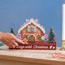 Sugar & Stripes Bright Table Décor Gingerbread House Christmas Countdown Wood, 13"L