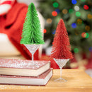 Christmas Vacation Table Décor Bottle Brush Tree in Martini Glass, Asst, 10"H
