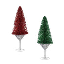 Christmas Vacation Table Décor Bottle Brush Tree in Martini Glass, Asst, 10"H