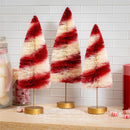 Sugar & Stripes Bright Table Décor Candy Striped Bottle Brush Tree Set