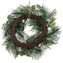 Shades of Green Wreath Artificial with Ornaments,  20"H