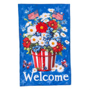 Basket of Patriotic Flowers Applique House Flag