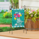Fish Planter With Flowers Applique Garden Flag