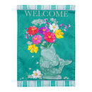 Fish Planter With Flowers Applique Garden Flag