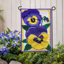 Vibrant Pansies Applique Garden Flag