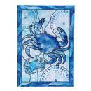 Blue Coastal Framed Crab Applique Garden Flag
