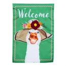 Flowery Goose Applique Garden Flag
