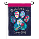 Pet Central Floral Paw Print Applique Flag Garden