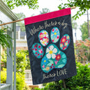 Pet Central Floral Paw Print Applique Flag House