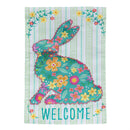 Floral Patterned Bunny Applique Garden Flag