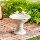Cottage Garden Birdbath, Ceramic Debossed Bird