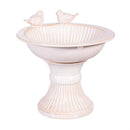 Cottage Garden Birdbath, Ceramic Debossed Bird