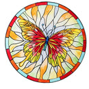 Cottage Garden Birdbath, Stained Glass Butterfly Birdbath, 18"