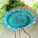 Seaside Retreat Birdbath, Shell Glass Birdbath, 18"