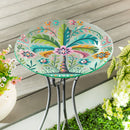 Palm Beach Birdbath, Glass Folk Art Palm Tree, 18"