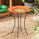 Hillside Pasture Birdbath, Metal Sunflower Birdbath with Stand