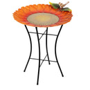 Hillside Pasture Birdbath, Metal Sunflower Birdbath with Stand