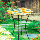Cottage Garden Birdbath, Metal Multi Leaf Birdbath with Stand
