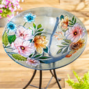 Hillside Pasture Birdbath, Farmhouse Flowers Glass Birdbath, 18"