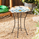 Cottage Garden Birdbath, Metal Blue Perched Bird with Stand