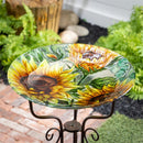 Hillside Pasture Birdbath, Multi Sunflower Glass Birdbath, 18"