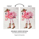 Western Flamingo Burlap House Flag