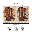 Fall Cowboy Boots Burlap Flag Garden