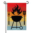 Gradient Grill Burlap Garden Flag