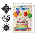 Happy Birthday Party Cake Burlap Flag House