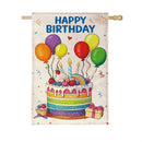 Happy Birthday Party Cake Burlap Flag House