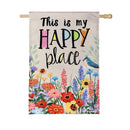 My Happy Place Burlap Flag House