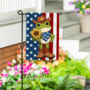 Star Spangled Cowboy Frog Burlap Garden Flag