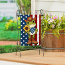 Star Spangled Cowboy Frog Burlap Garden Flag