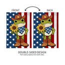 Star Spangled Cowboy Frog Burlap Garden Flag