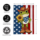 Star Spangled Cowboy Frog Burlap Garden Flag