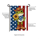 Star Spangled Cowboy Frog Burlap Garden Flag
