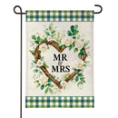 Floral Wreath Mr. & Mrs. Burlap Flag Garden