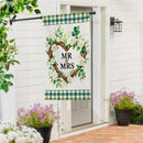 Floral Wreath Mr. & Mrs. Burlap Flag House