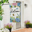 Hydrangea & Butterfly Burlap Flag House