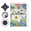 Hydrangea & Butterfly Burlap Flag House